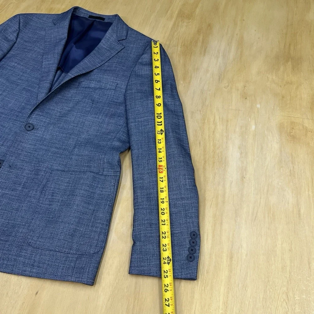 Calvin Klein Blazer Sport Coat Mens 44R Slim Fit Polyester Blend Stretch Blue